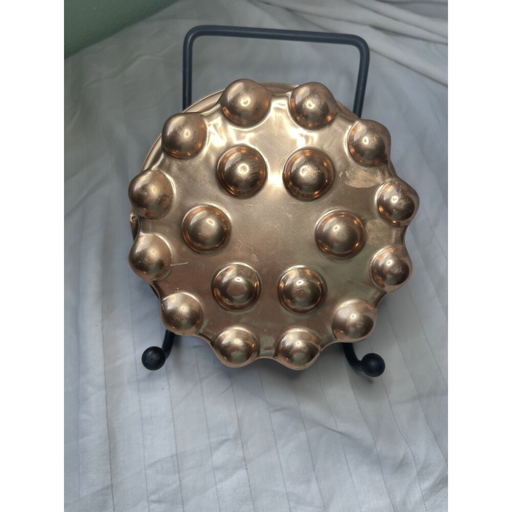 Vintage Copper 4 Cup Fluted Copper Jello Mold With Hanging Wall Decor